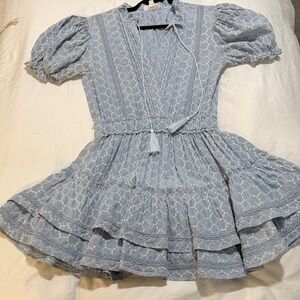 Elegant Blue Lace Mini Dress